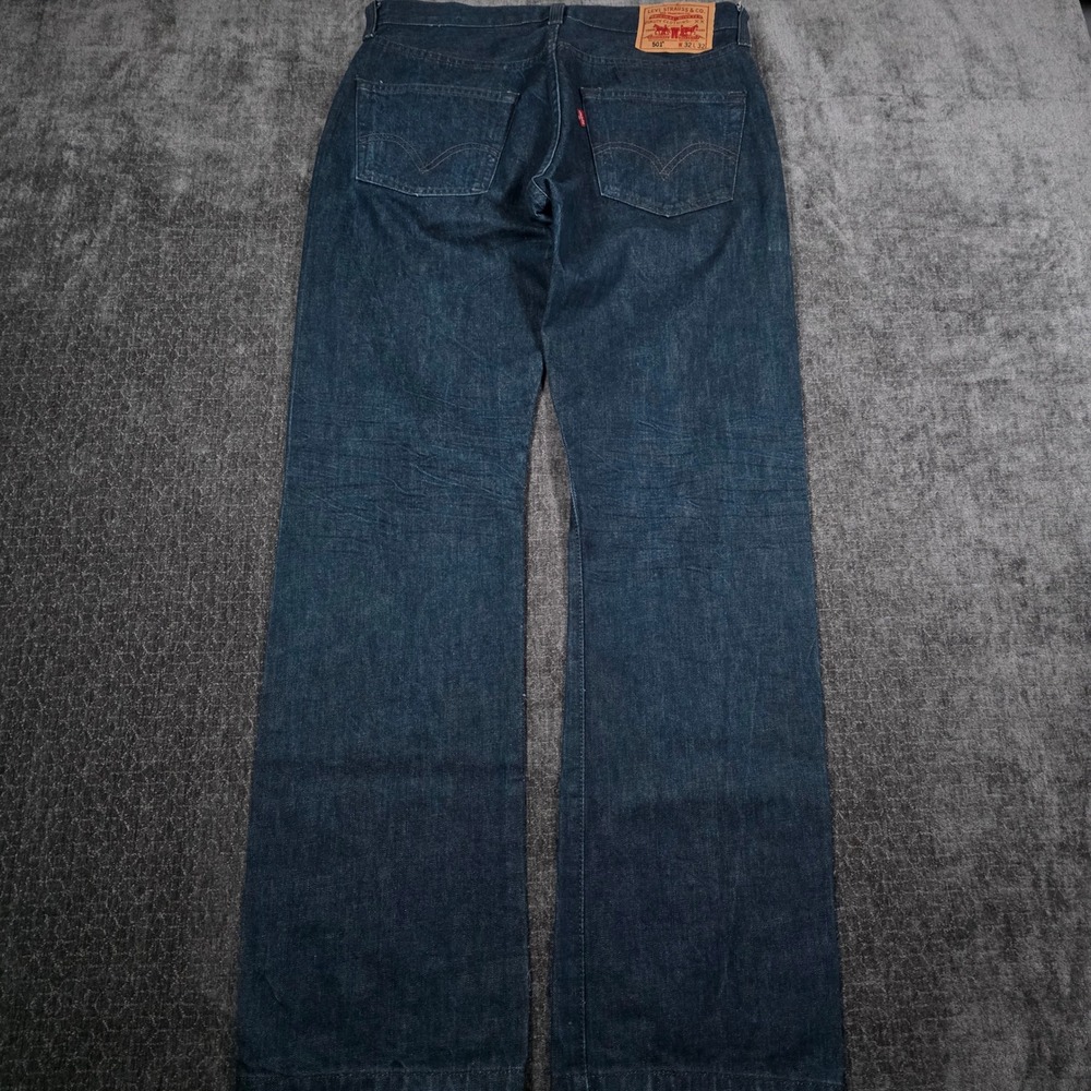 Levis 501 Original Straight Leg Jeans Dark Wash Indigo Blue 32x32 Button Fly